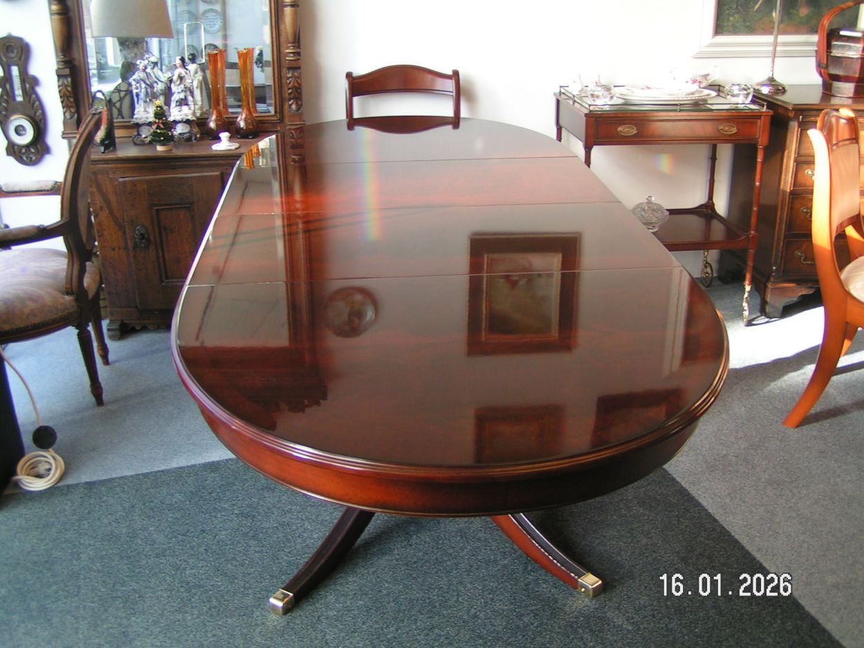 artikelnr. 1602064 HELDENSE EXCLUSIVE Mahonie ovale eetkamertafel Fabrieks Nieuw!
