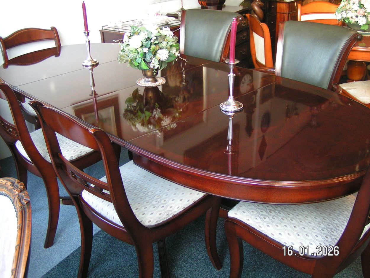 artikelnr. 1602064 HELDENSE EXCLUSIVE Mahonie ovale eetkamertafel Fabrieks Nieuw!
